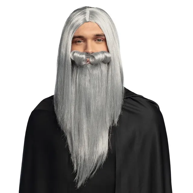 boland-wigs-per-cke-und-bart-zauberer-merlin-grau-kunsthaar image 1