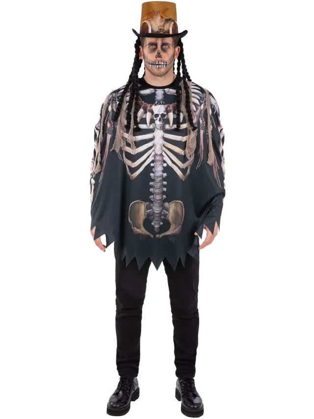 smiffys-fever-voodoo-poncho-kost-m-skelett-schwarz image 1