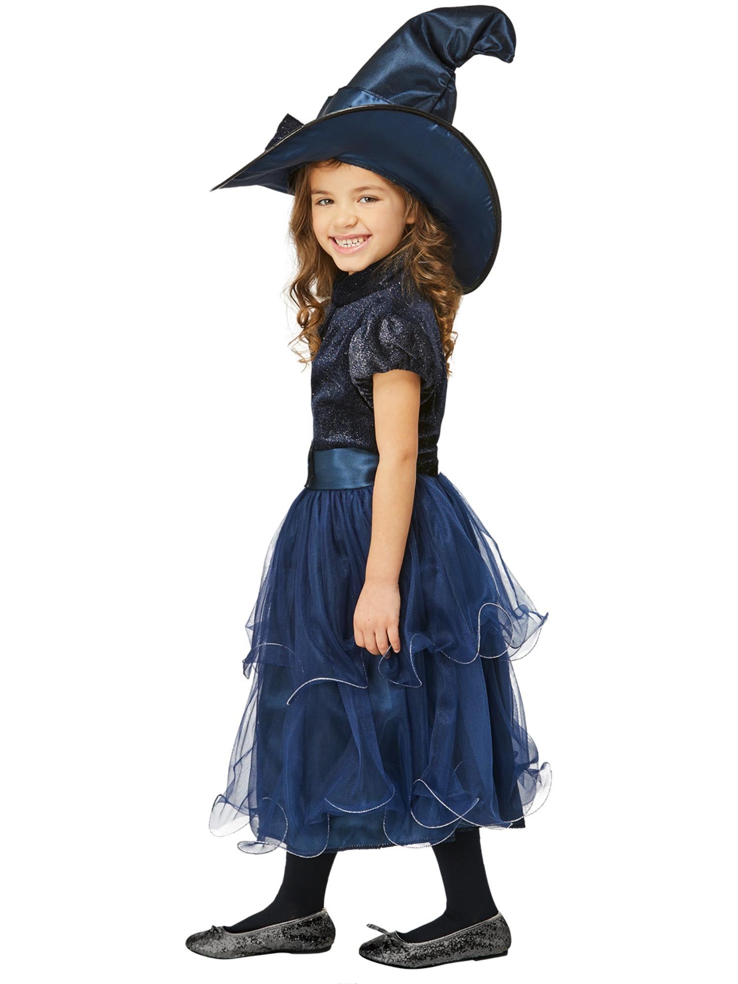 smiffys-fever-hexe-kost-m-blau-kinder-kleid-hut-7-9 image 3