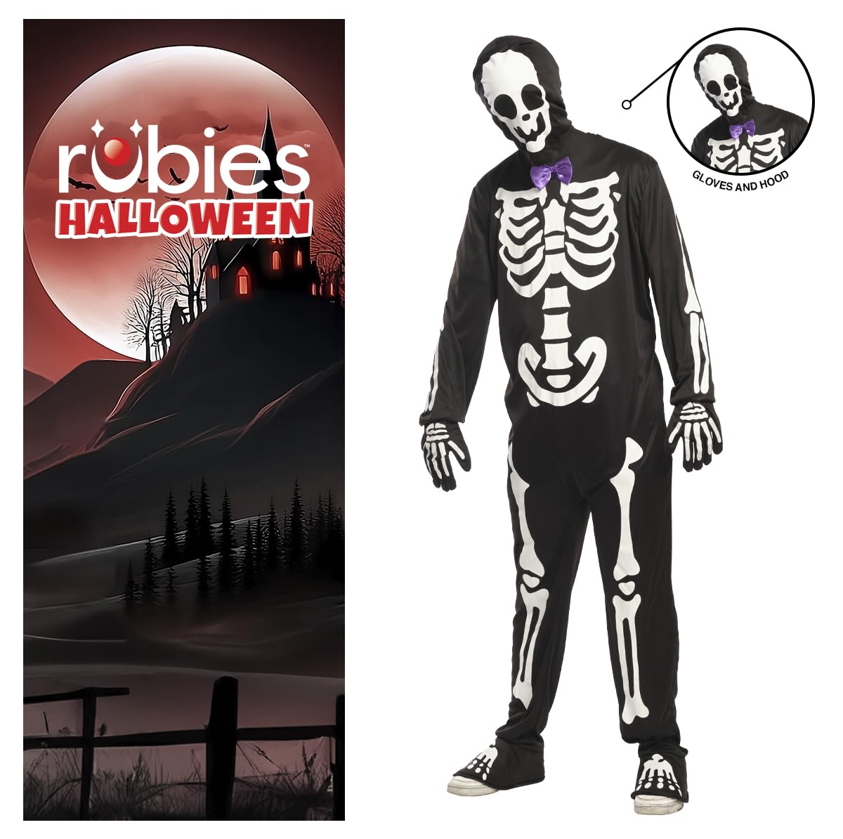rubie-s-deluxe-skelett-kost-m-herren-glow-jumpsuit-handschuhe image 4