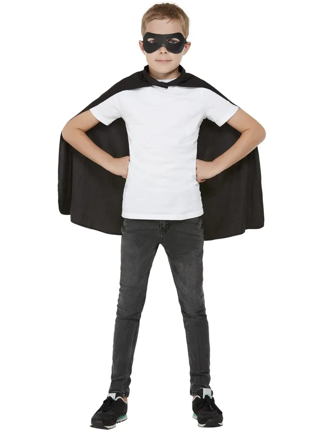 smiffys-fever-kids-cape-maske-kinderumhang-schwarz-mit-maske image 1