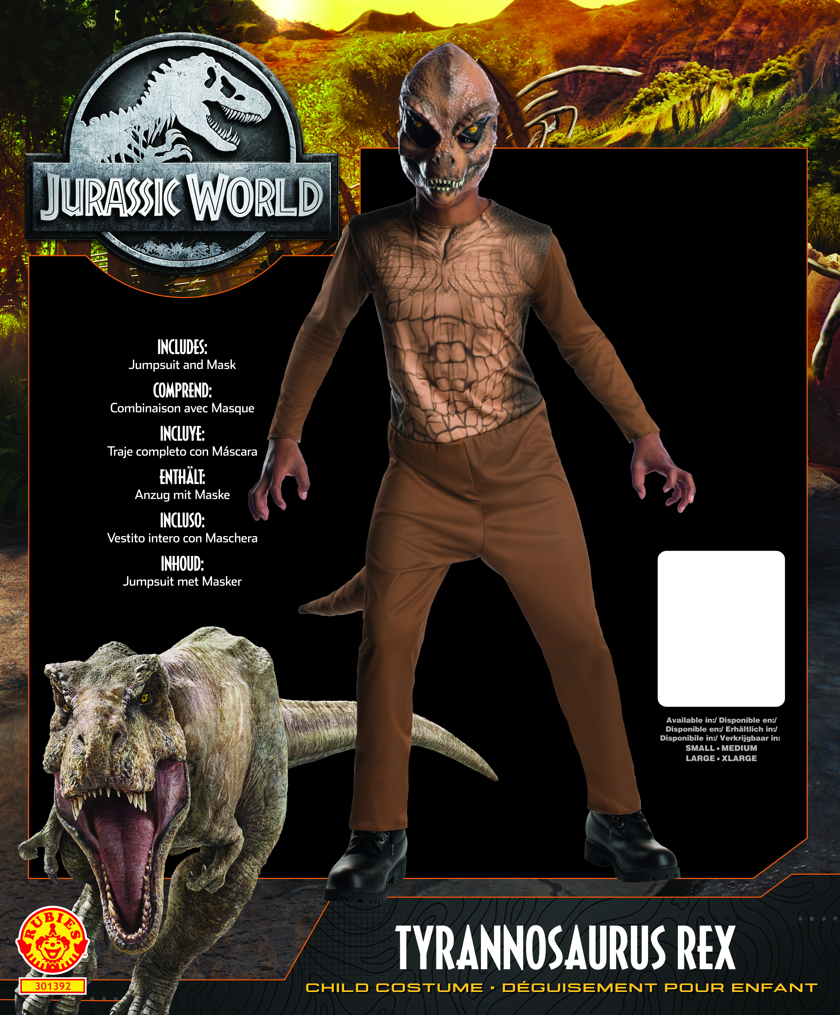 rubies-t-rex-kost-m-klassisch-dino-overall-mit-maske-braun image 3