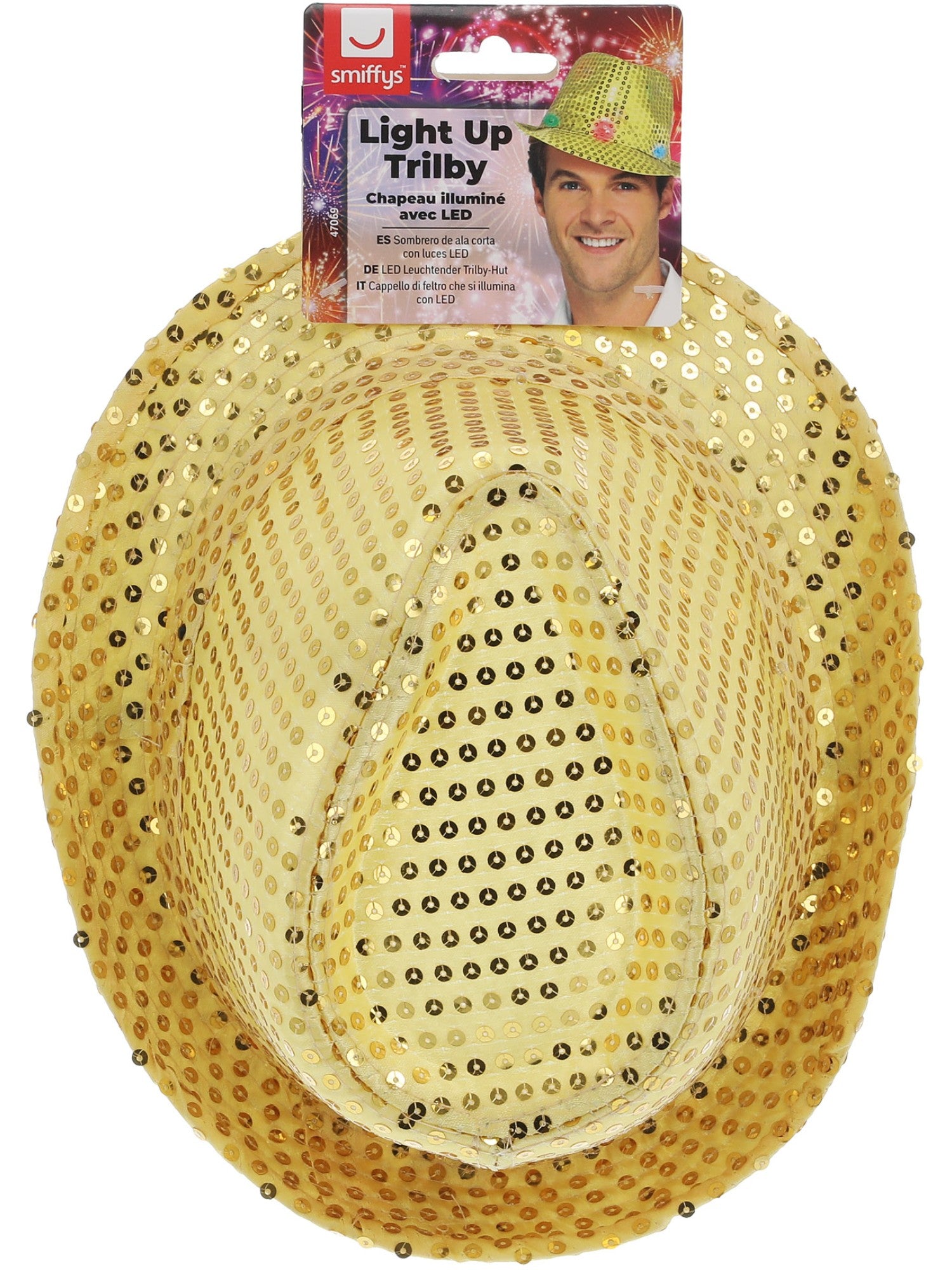 smiffys-fever-pailletten-trilby-hut-gold-mit-led-licht image 2