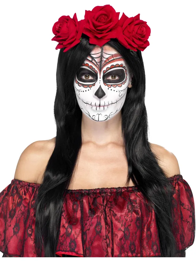smiffys-fever-day-of-the-dead-haarband-rosen-rot-einheitsgr-e image 1