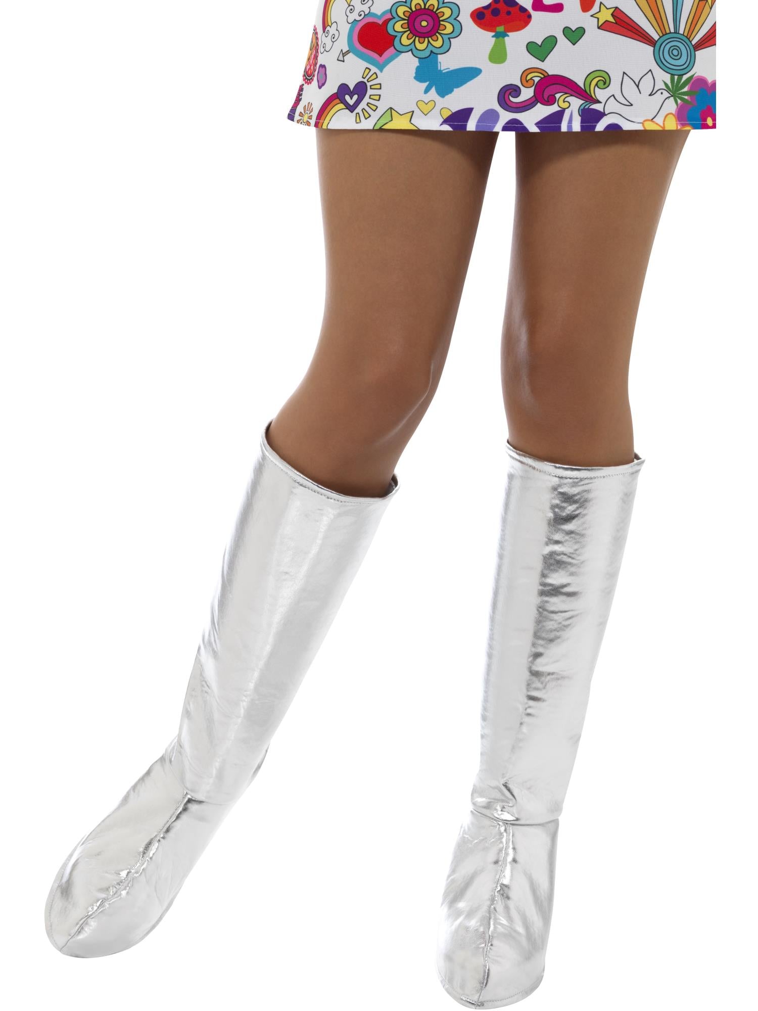 smiffys-fever-gogo-stiefel-berzieher-silber-polyester image 1