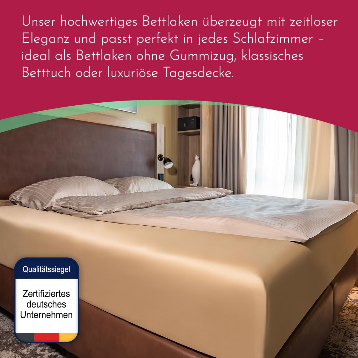 clinotest-bettwaren-240x290-bettlaken-beige-satin-ohne-gummizug image 5