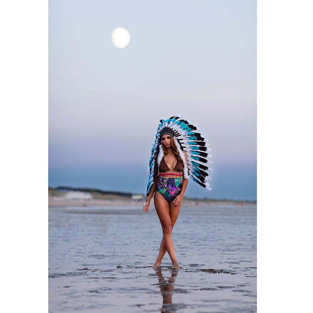 boland-snow-wolf-indianer-kopfschmuck-federn-blau-wei image 4