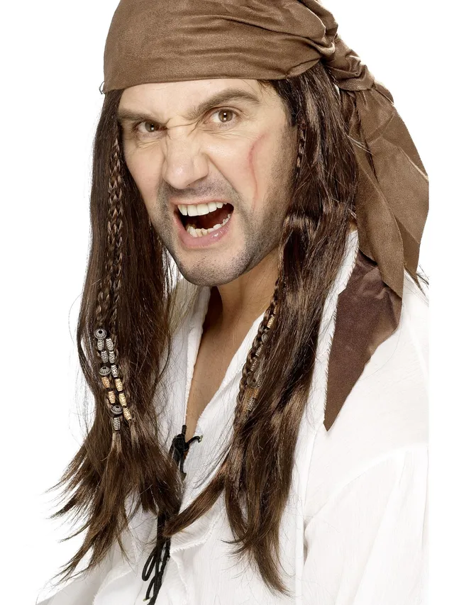 smiffys-fever-piraten-per-cke-braun-lang-mit-bandana image 1