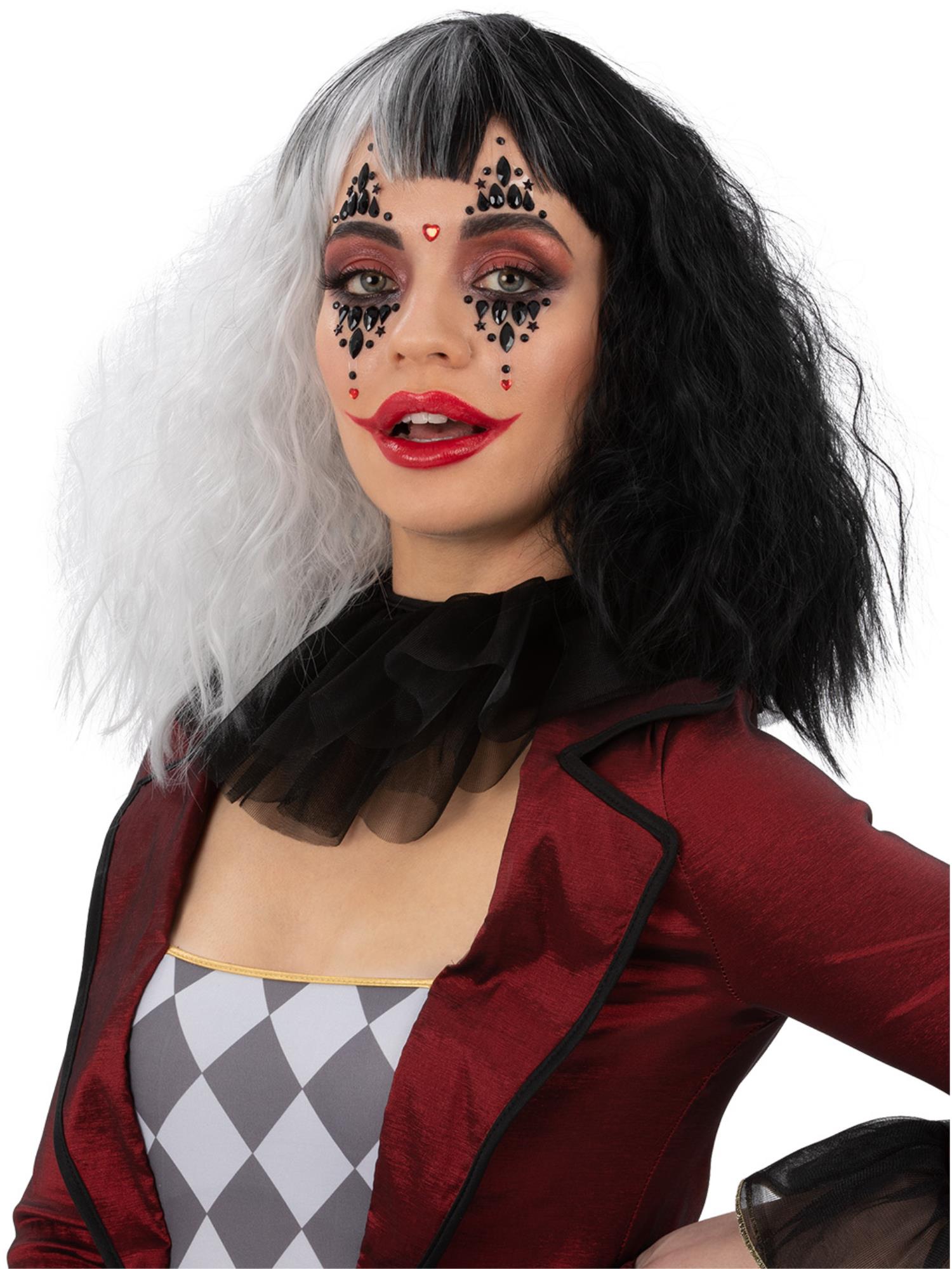 smiffys-makeup-fx-clown-face-jewels-gesichtsschmuck-schwarz-rot image 1