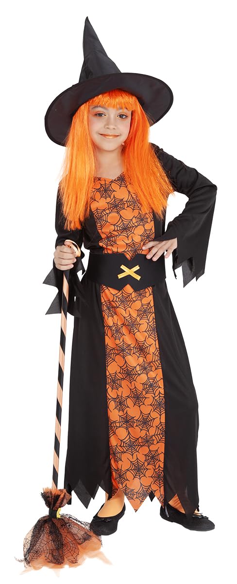 rubie-s-deluxe-hexe-kost-m-kinder-9-10-jahre-orange-mit-hut image 2