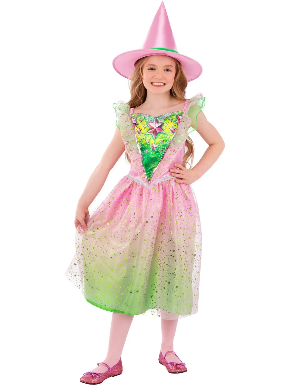 smiffys-fever-good-witch-kost-m-m-dchen-rosa-gr-n-l-10-12 image 1