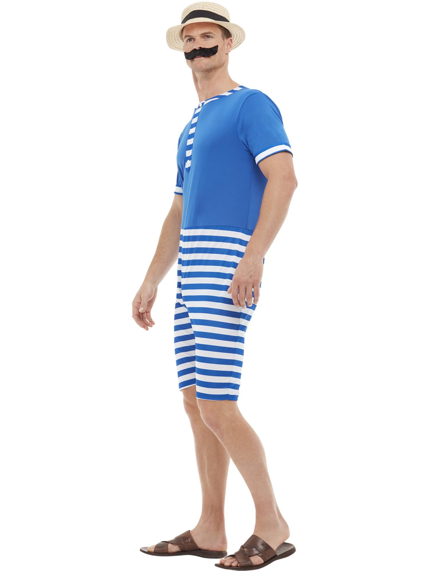 smiffys-fever-20s-bathing-suit-kost-m-blau-wei-gr-l-mit-hut image 3