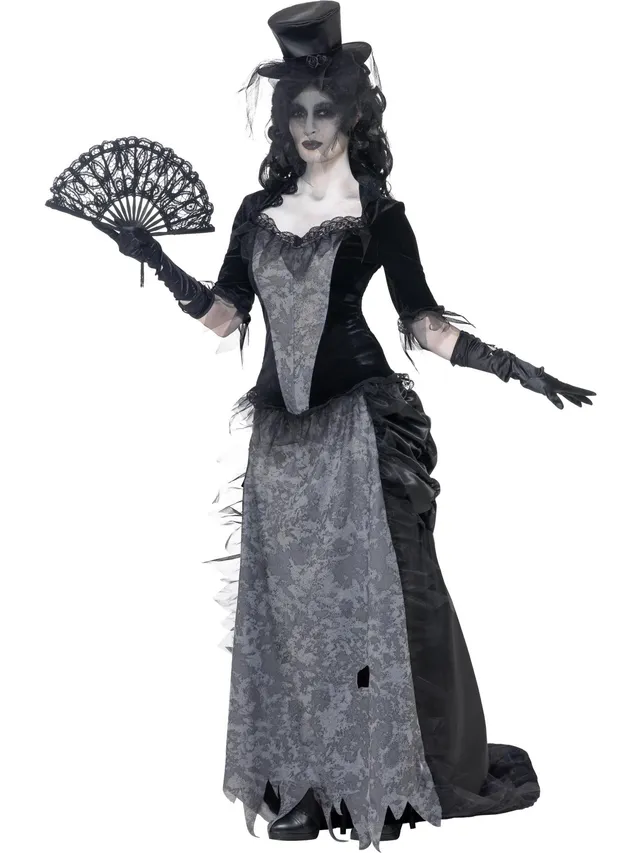 smiffys-fever-ghost-town-black-widow-kost-m-damen-s-schwarz-grau image 1