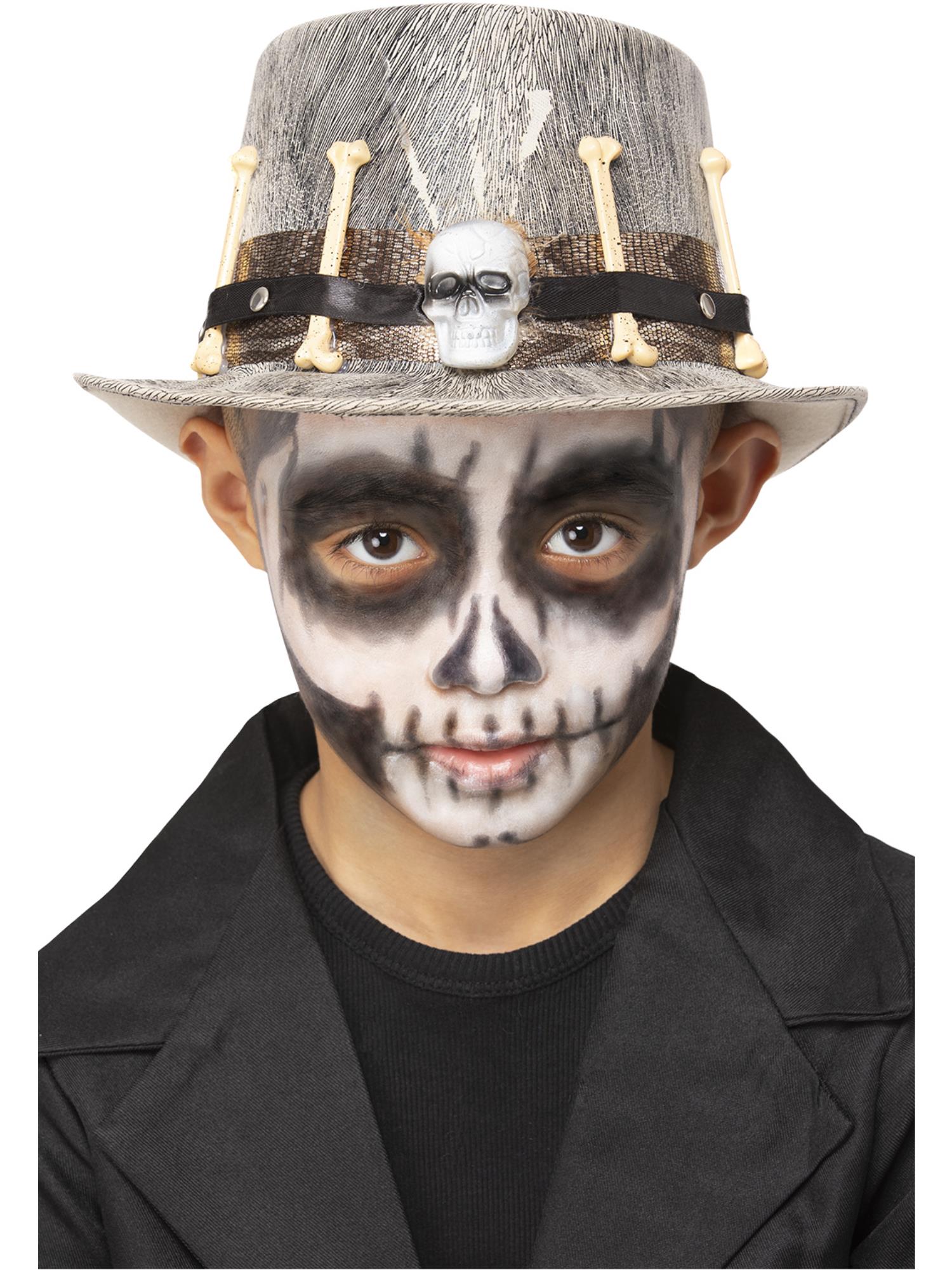 smiffys-fever-voodoo-zylinder-kinder-grau-totenkopf-hut image 1