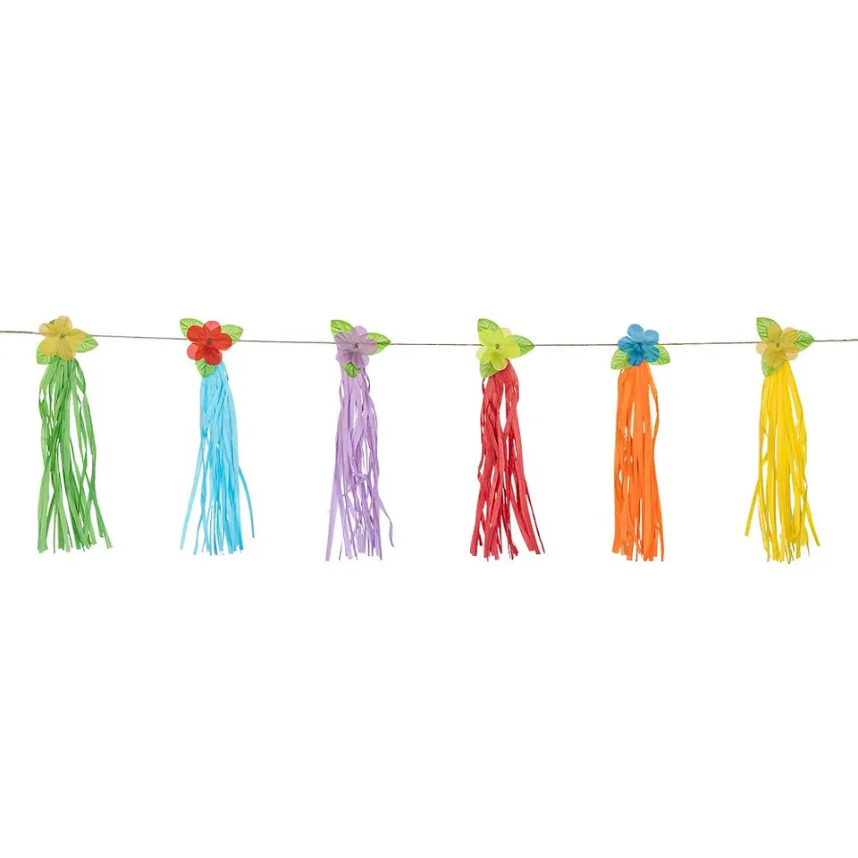 boland-hawaii-girlande-papier-300-cm-quasten-blumen image 1