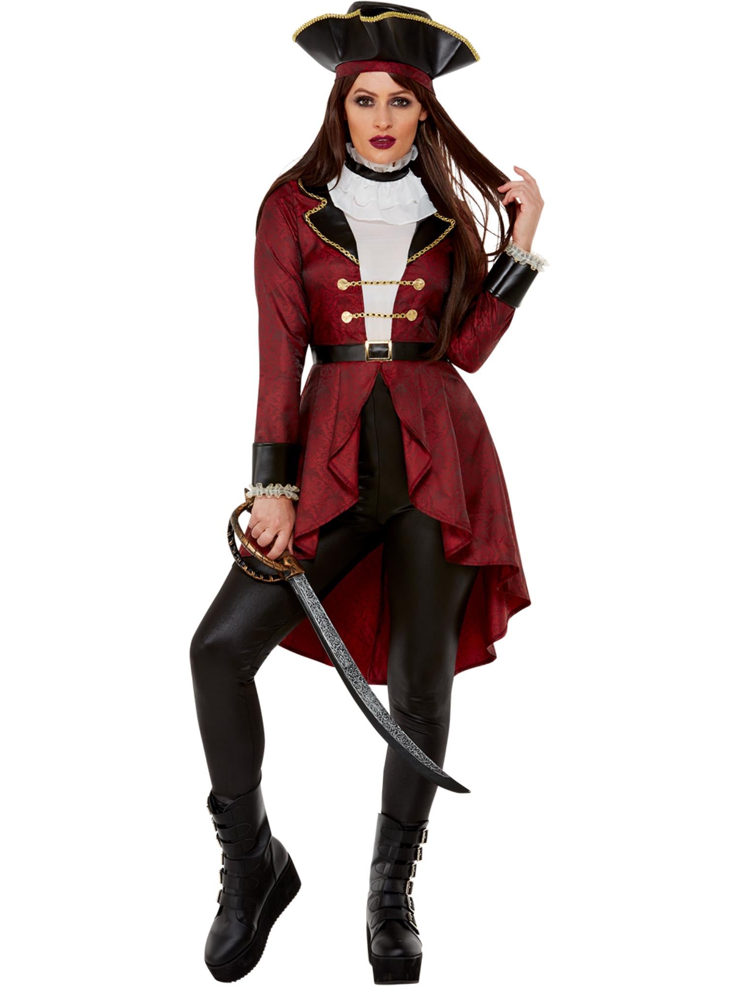 smiffys-fever-swashbuckler-piratenkost-m-bordeaux-damen image 1