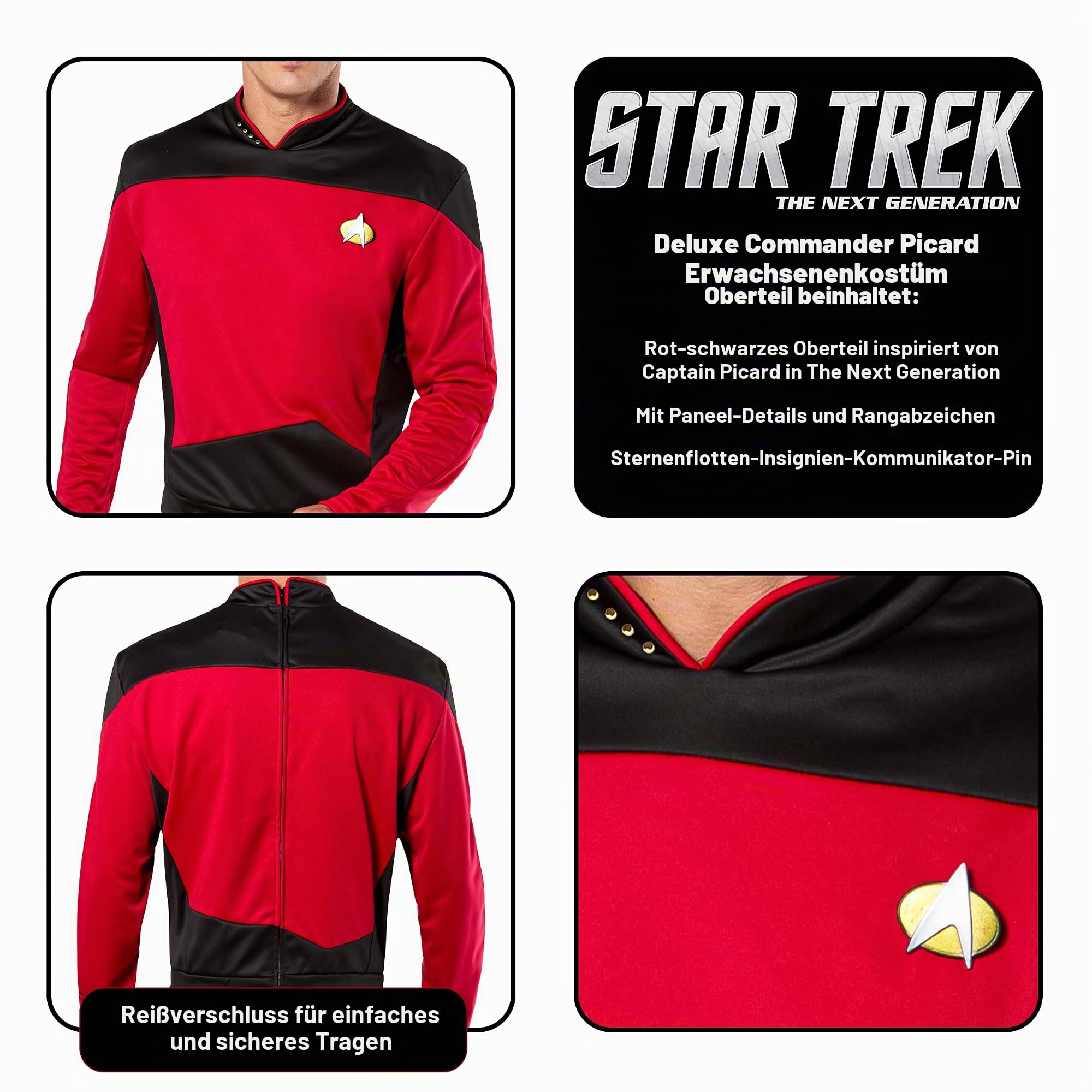 rubie-s-deluxe-star-trek-picard-kost-mshirt-erwachsene-rot image 2