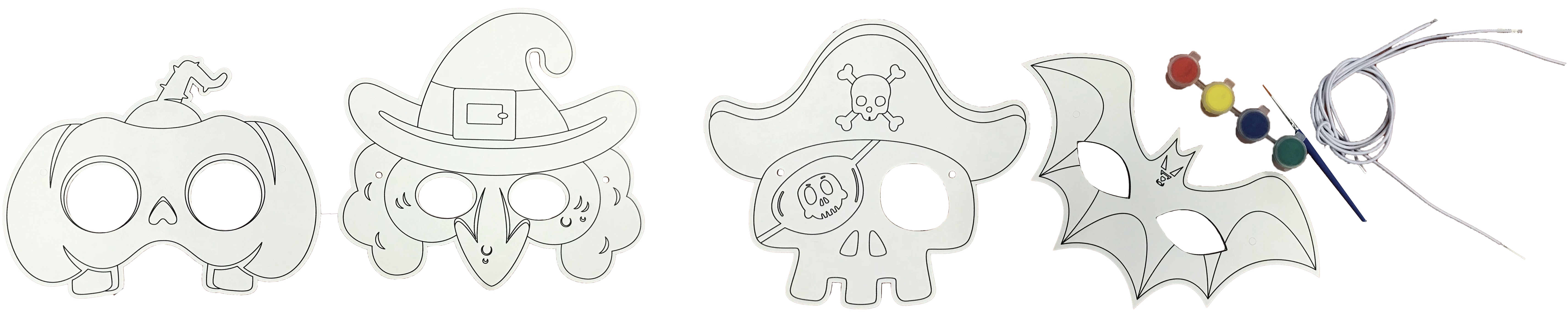 rubies-halloween-diy-masken-bastelset-4er-zum-ausmalen image 2