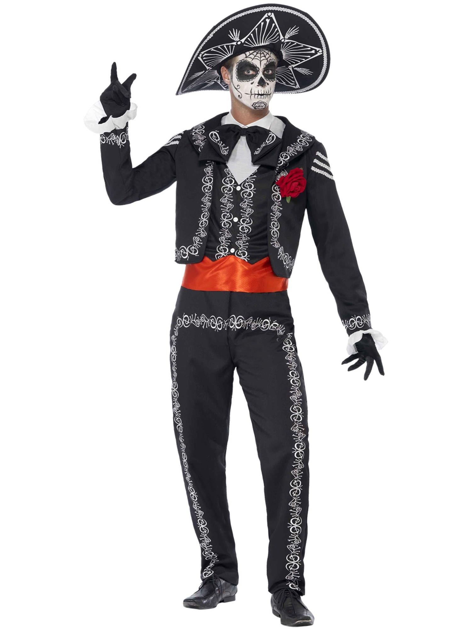 smiffys-fever-senor-bones-kost-m-schwarz-m-day-of-dead image 4