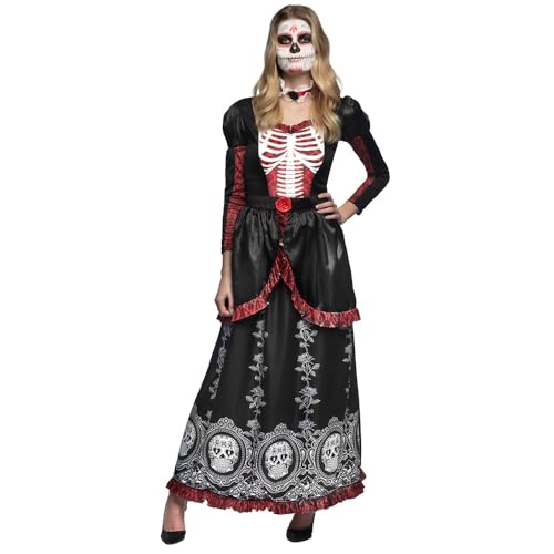 boland-halloween-senora-adriana-skelett-kost-m-damen-36-38-schwarz-rot image 4