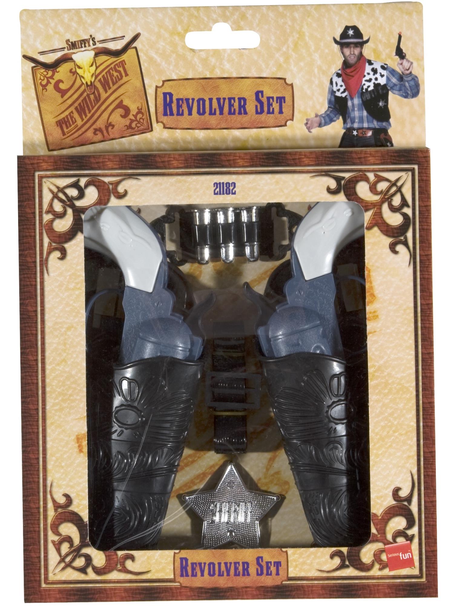 smiffys-fever-wild-west-pistolen-set-grau-mit-holster image 1
