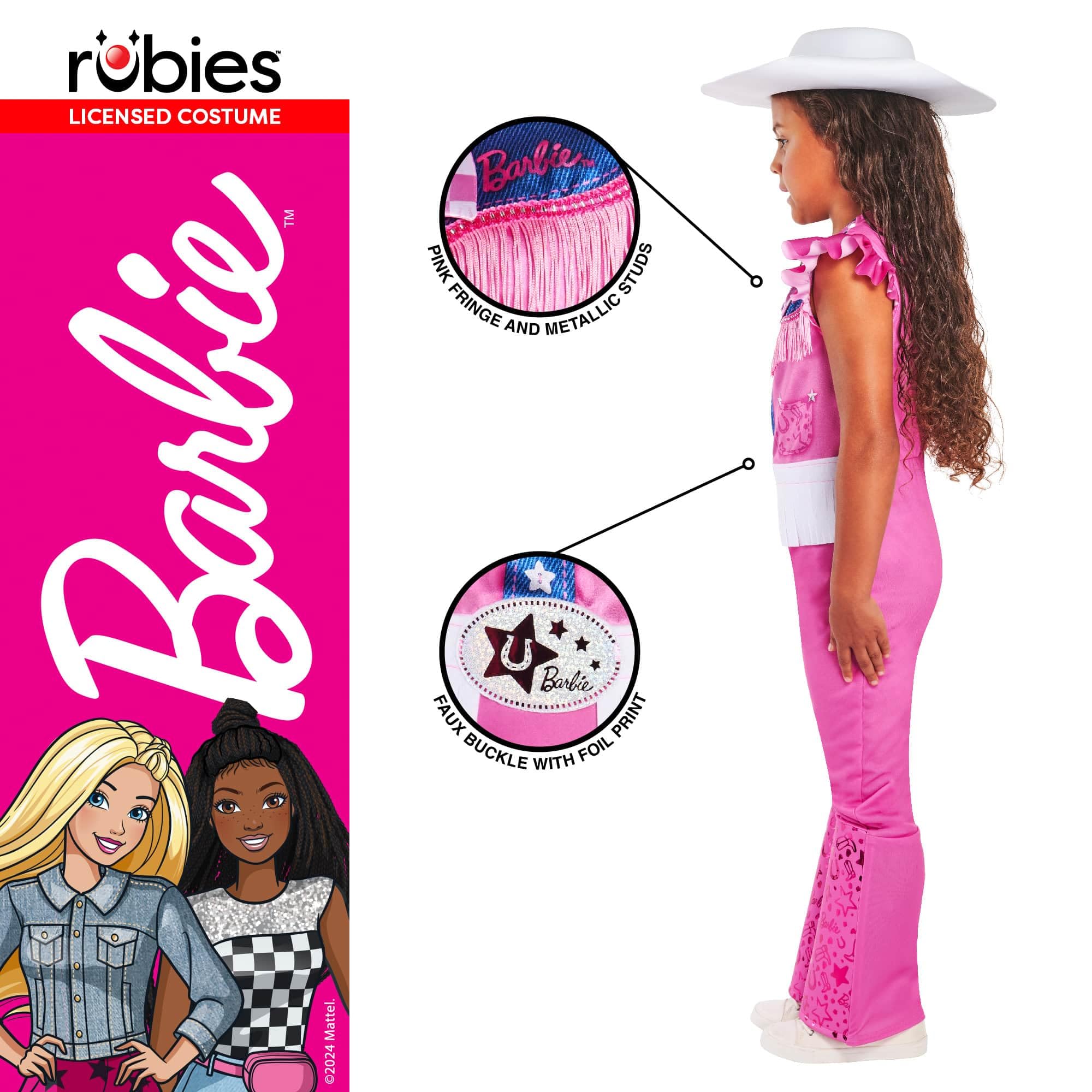 rubie-s-deluxe-barbie-cowgirl-kinderkost-m-5-6-jahre-rosa image 4