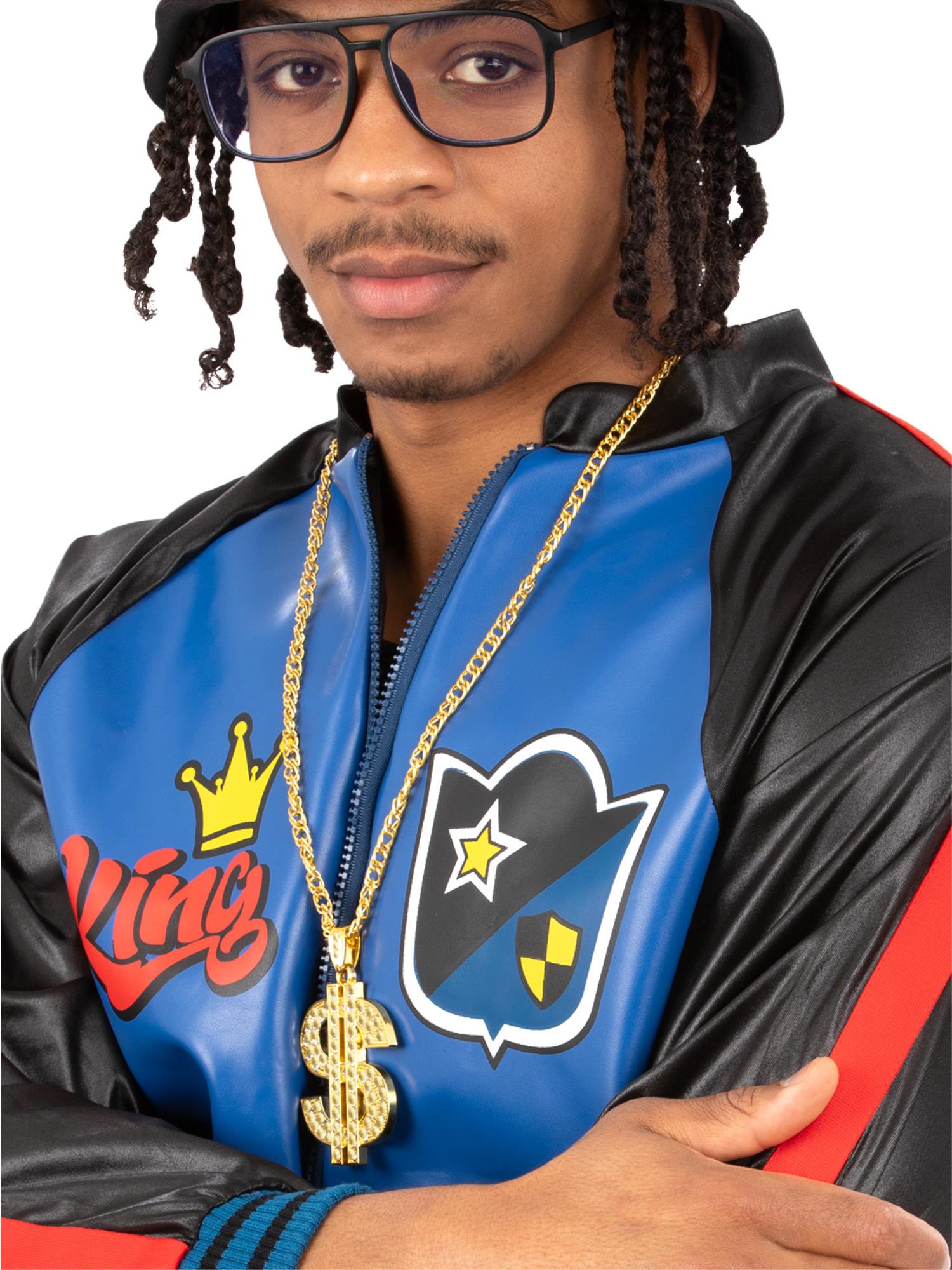 smiffys-fever-90s-rapper-kost-m-set-schwarz-gold image 1