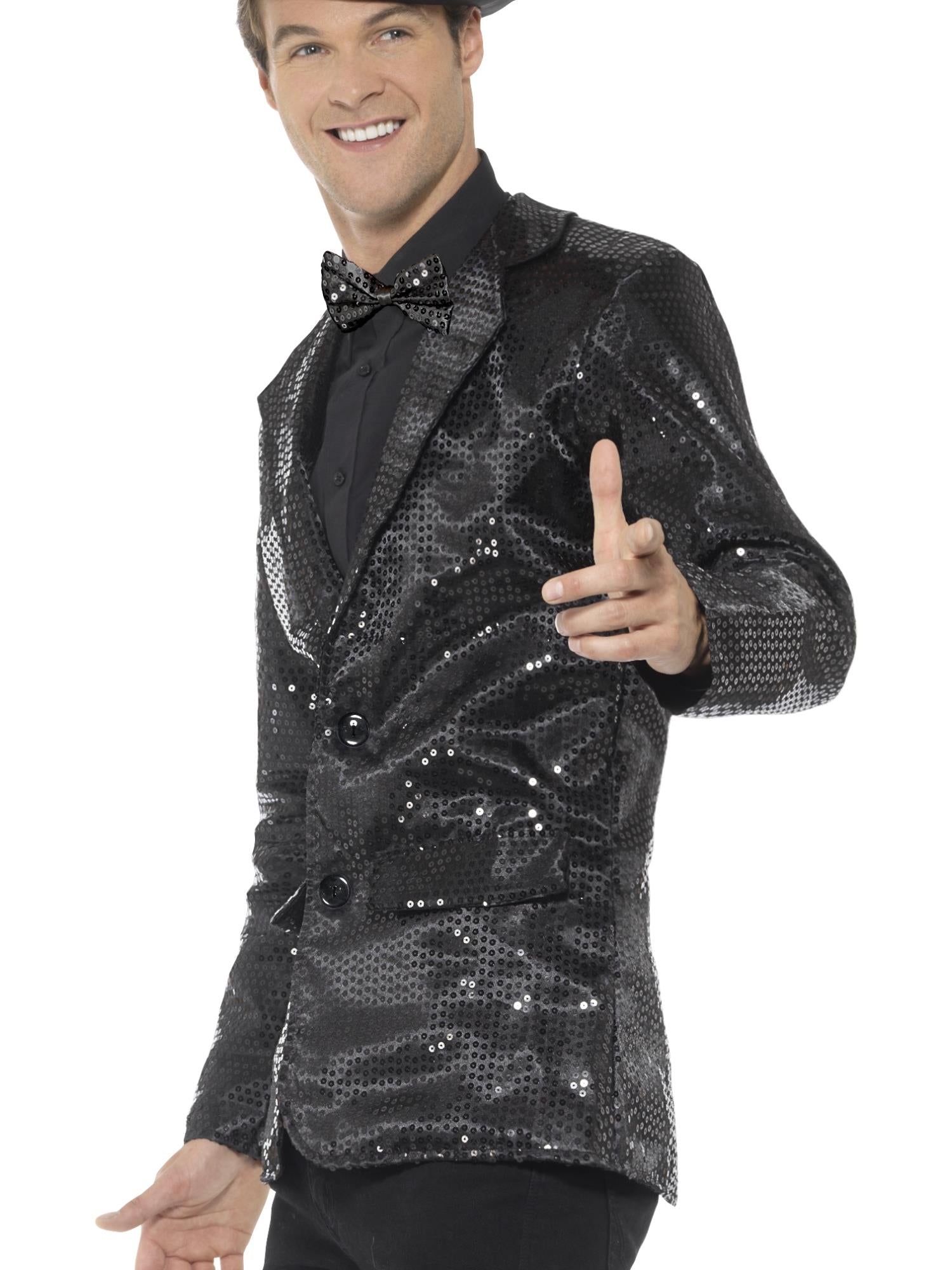 smiffys-fever-paillettenjacke-herren-schwarz-gr-m-glitzer image 3