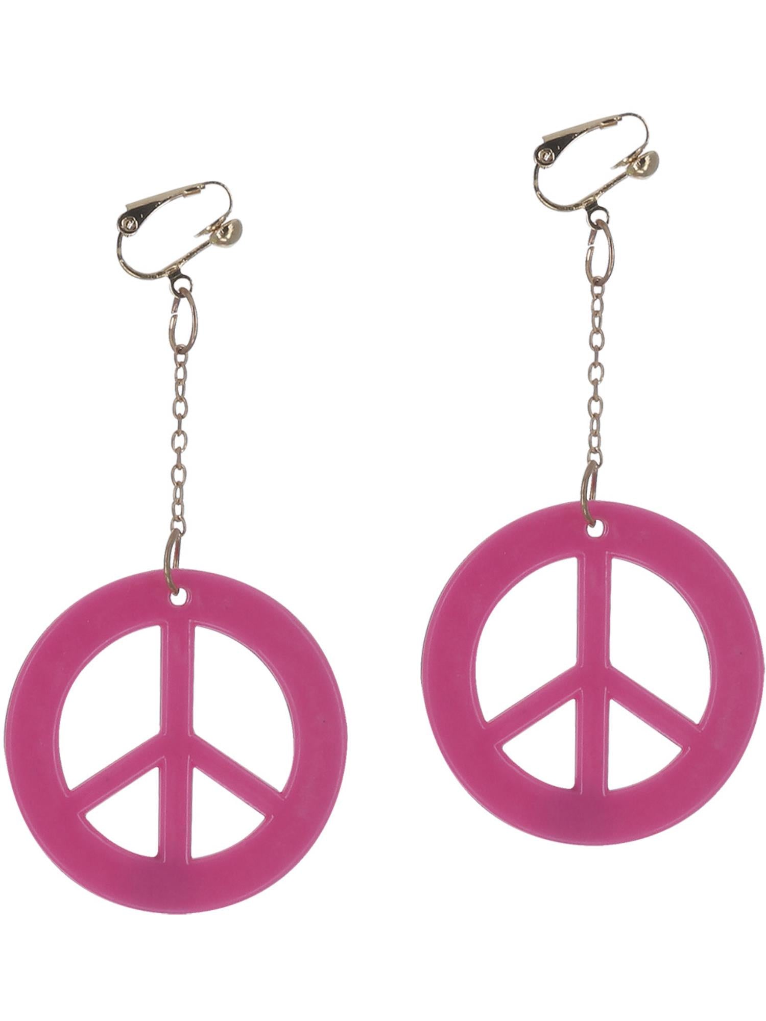 smiffys-fever-cnd-ohrringe-neon-pink-peace-zeichen image 2