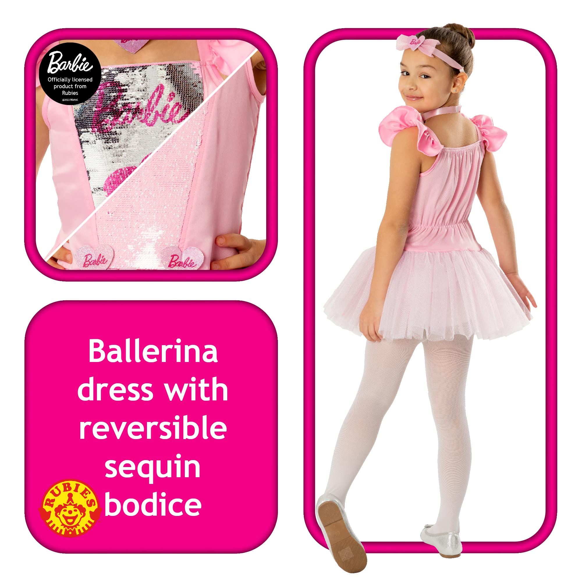 rubie-s-deluxe-barbie-ballerina-kost-m-kinder-rosa-kleid image 2