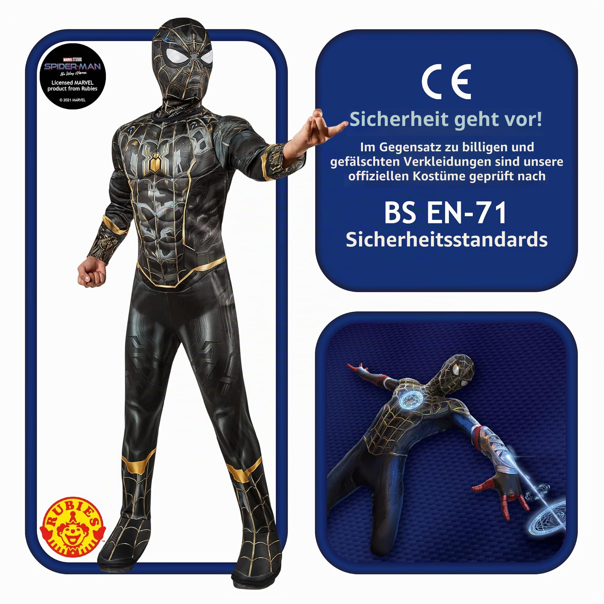 rubie-s-deluxe-spider-man-kinderkost-m-schwarz-gold-s-3-4-jahre image 2