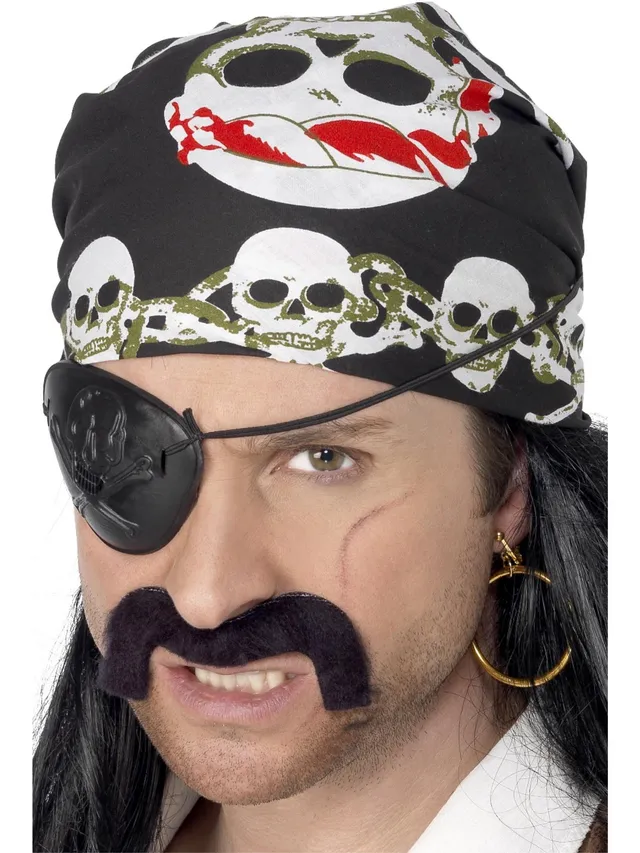 smiffys-fever-piraten-bandana-schwarz-totenkopf-tuch image 1