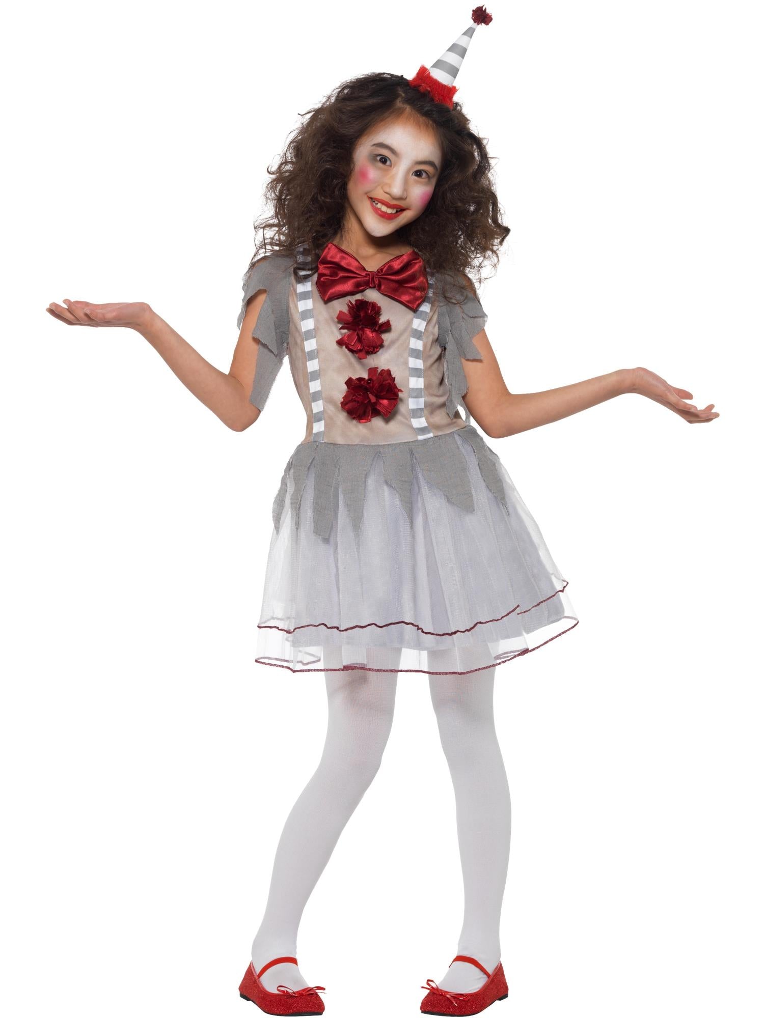 smiffys-fever-vintage-clown-m-dchen-kost-m-grau-rot-m image 1