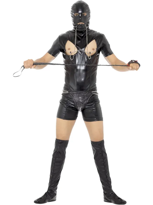 smiffys-fever-bondage-gimp-kost-m-schwarz-latex-optik image 1