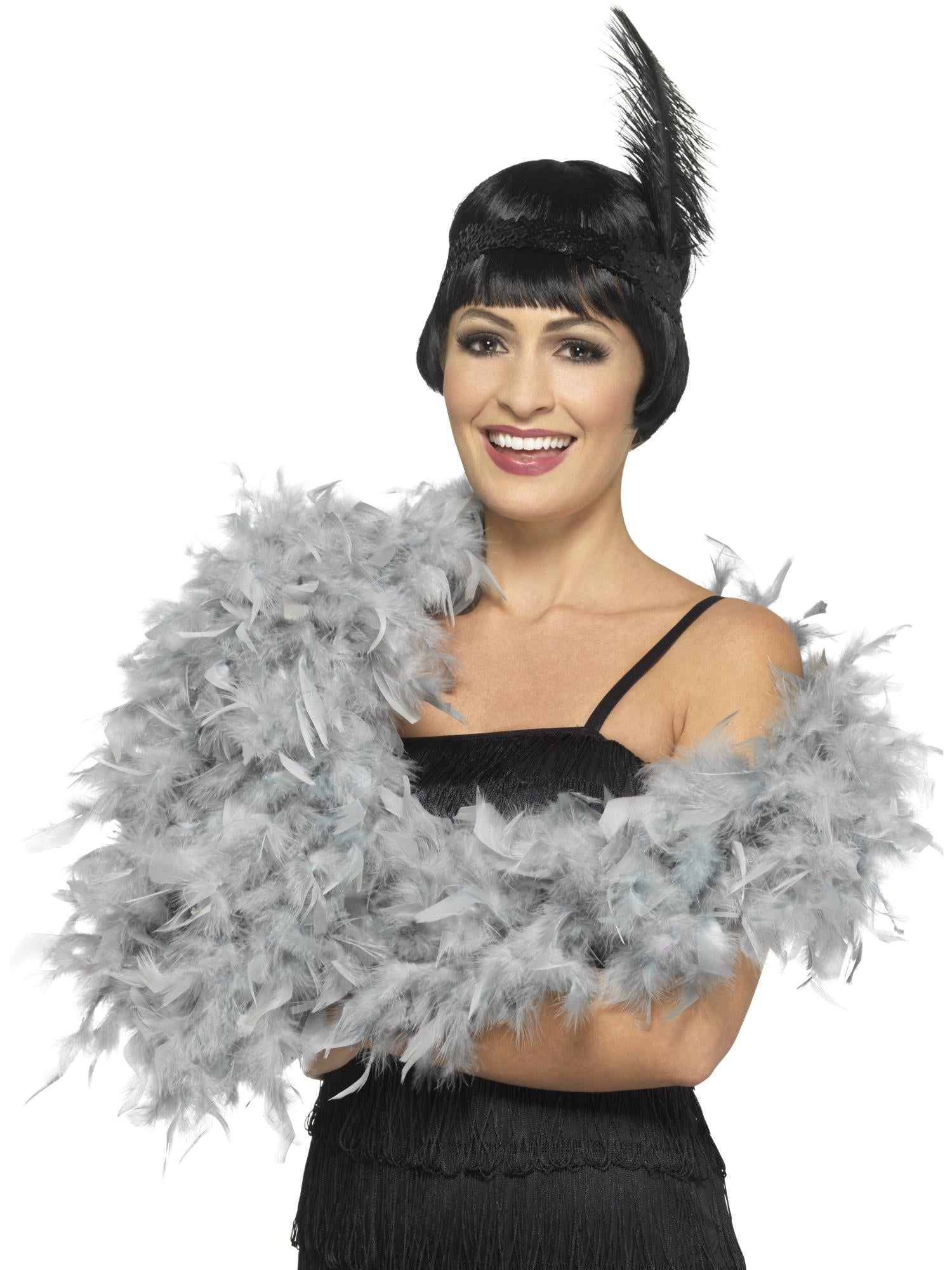 smiffys-fever-deluxe-federboa-silber-kost-mzubeh-r image 1