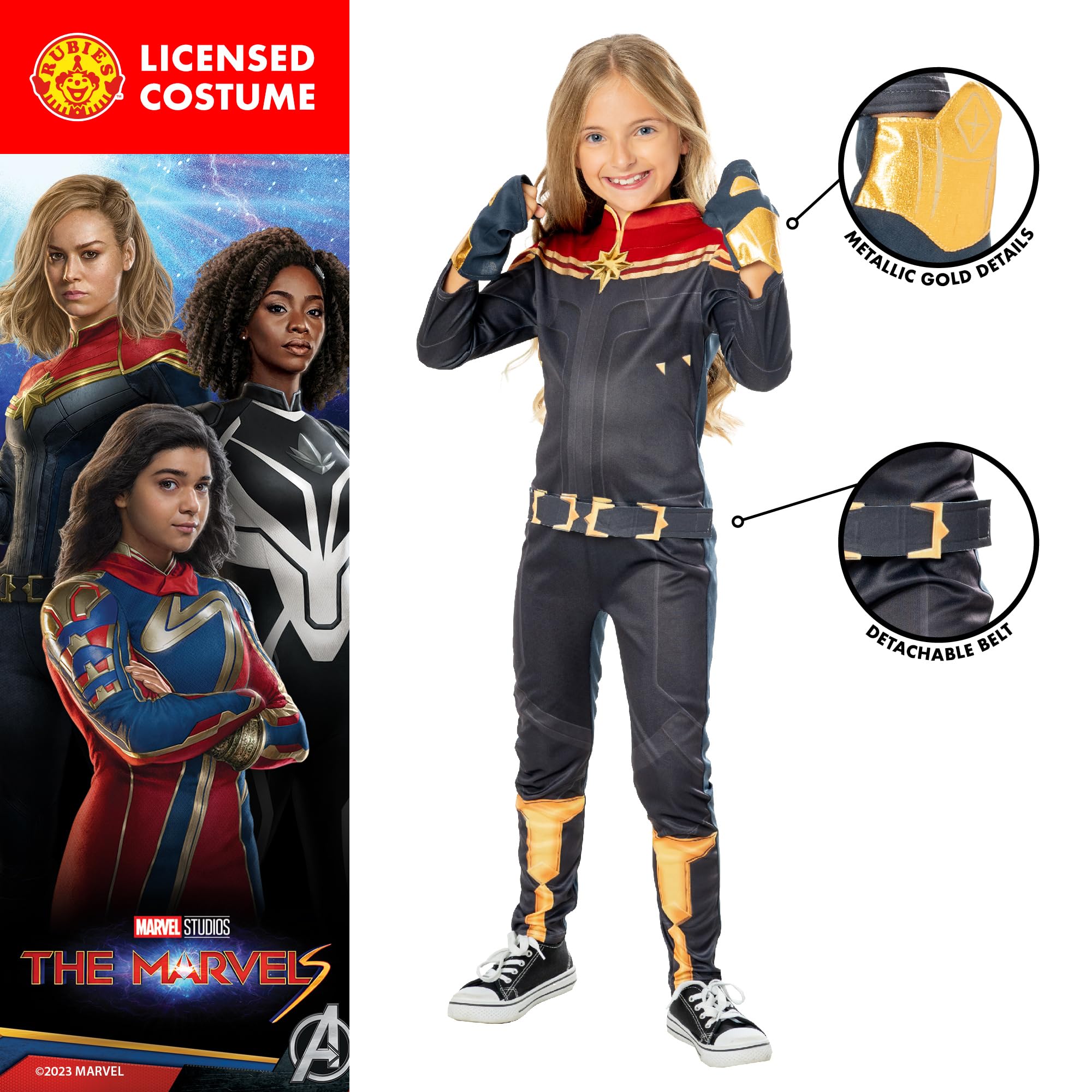 rubie-s-deluxe-captain-marvel-m-dchenkost-m-xxs-3-4-jahre-superhelden image 3