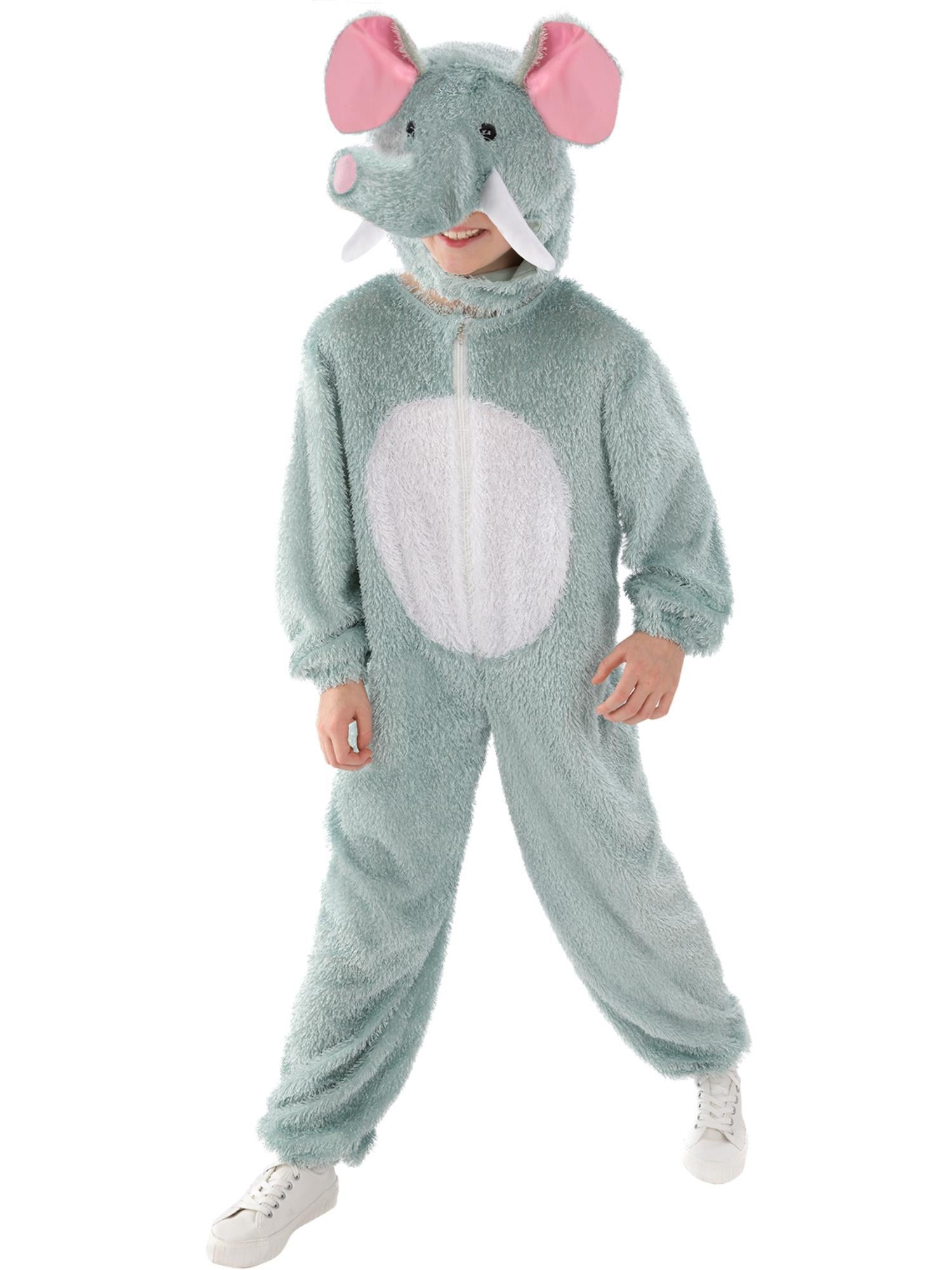 smiffys-fever-elefant-kinderkost-m-grau-jumpsuit-kapuze-4-9-j image 1