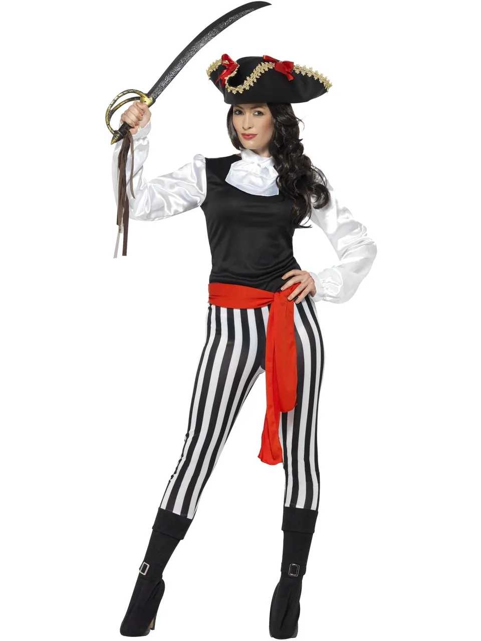 smiffys-fever-pirate-lady-kost-m-schwarz-gr-m-mit-g-rtel image 1