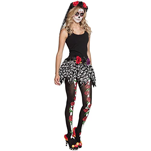 boland-halloween-la-muerte-strumpfhose-mit-totenkopf-muster image 4