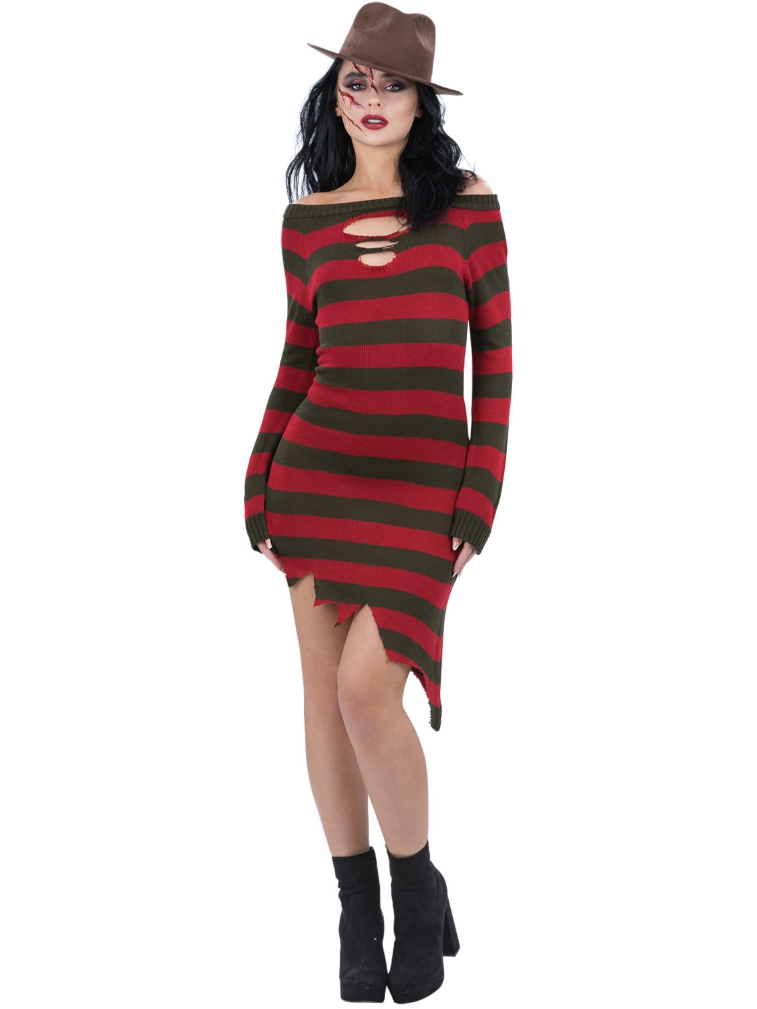 smiffys-fever-freddy-krueger-kost-m-damenkleid-rot-gr-n image 5
