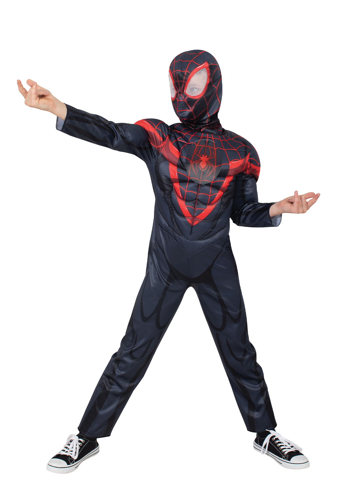 rubies-miles-morales-spiderverse-kost-m-rot-schwarz-muskeln image 1