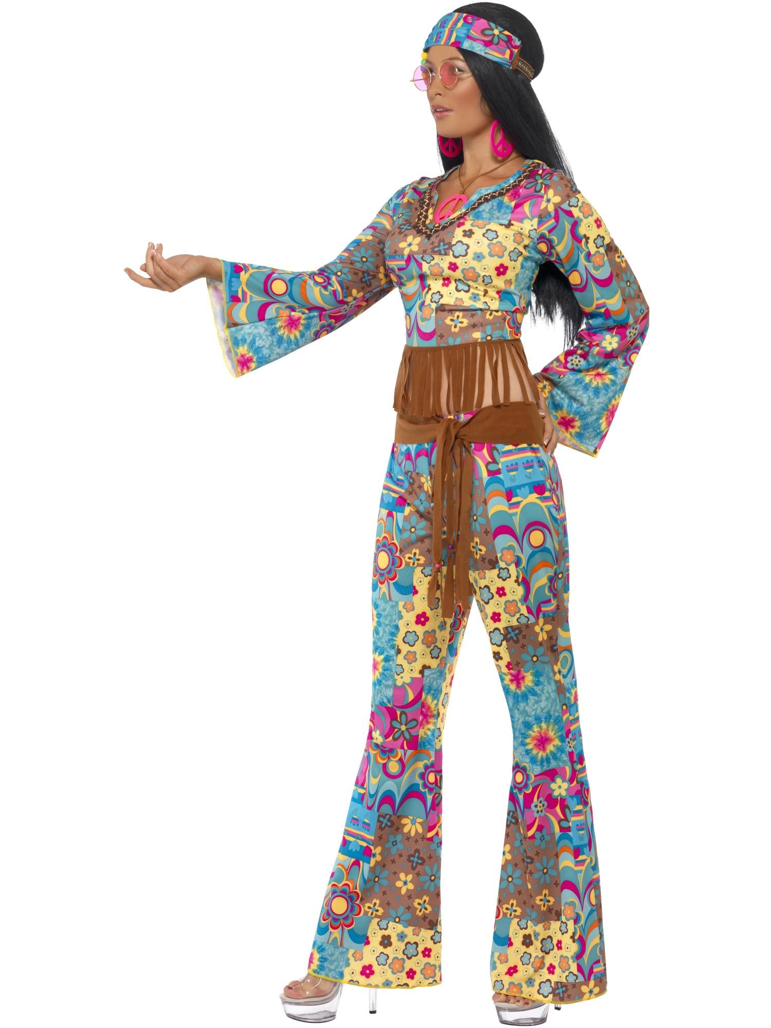 smiffys-fever-hippie-flower-power-kost-m-damen-4-teilig image 3