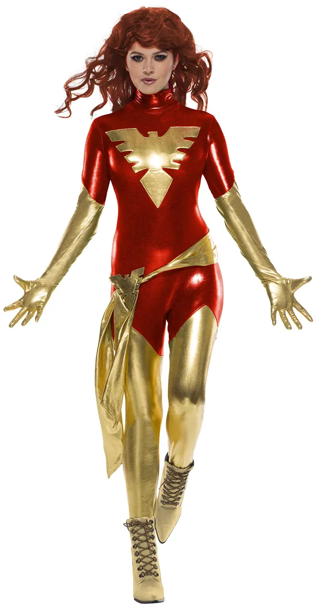 rubie-s-deluxe-dark-phoenix-damenkost-m-rot-gold-overall image 1