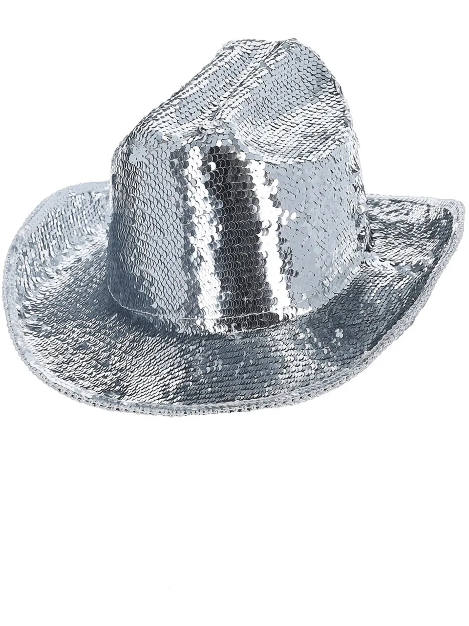 smiffys-fever-deluxe-sequin-cowboyhut-silber-paillettenhut-einheitsgr image 1