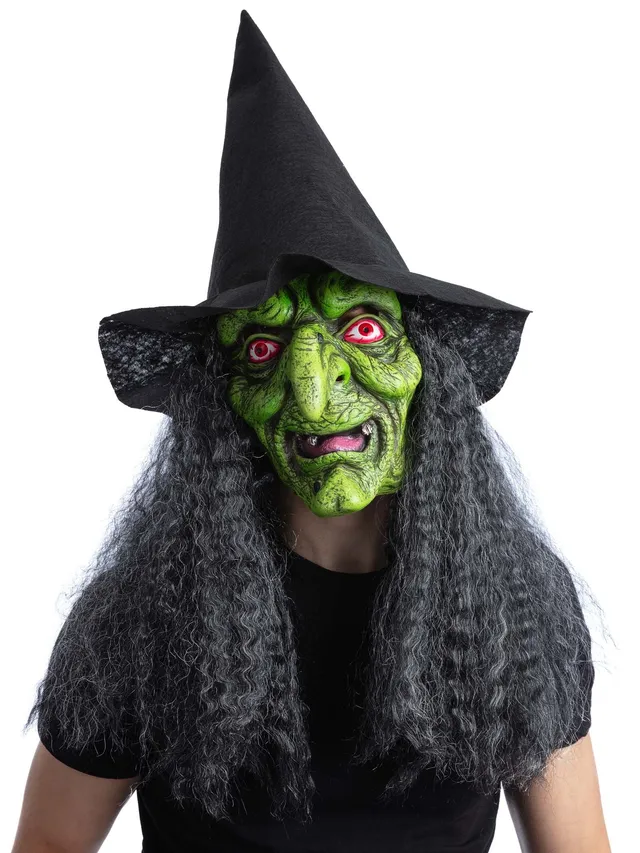 smiffys-makeup-fx-wicked-witch-latexmaske-gr-n-mit-hut image 1