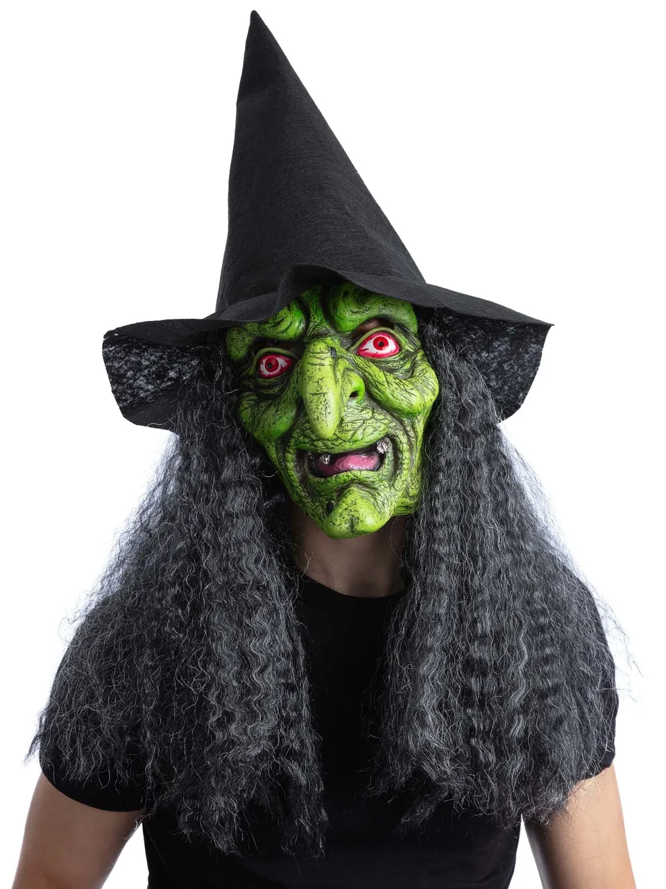 smiffys-makeup-fx-wicked-witch-latexmaske-gr-n-mit-hut image 1
