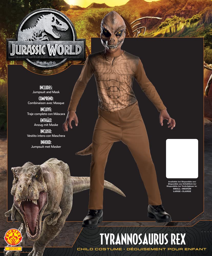 rubie-s-deluxe-t-rex-kost-m-kinder-dino-overall-maske image 2