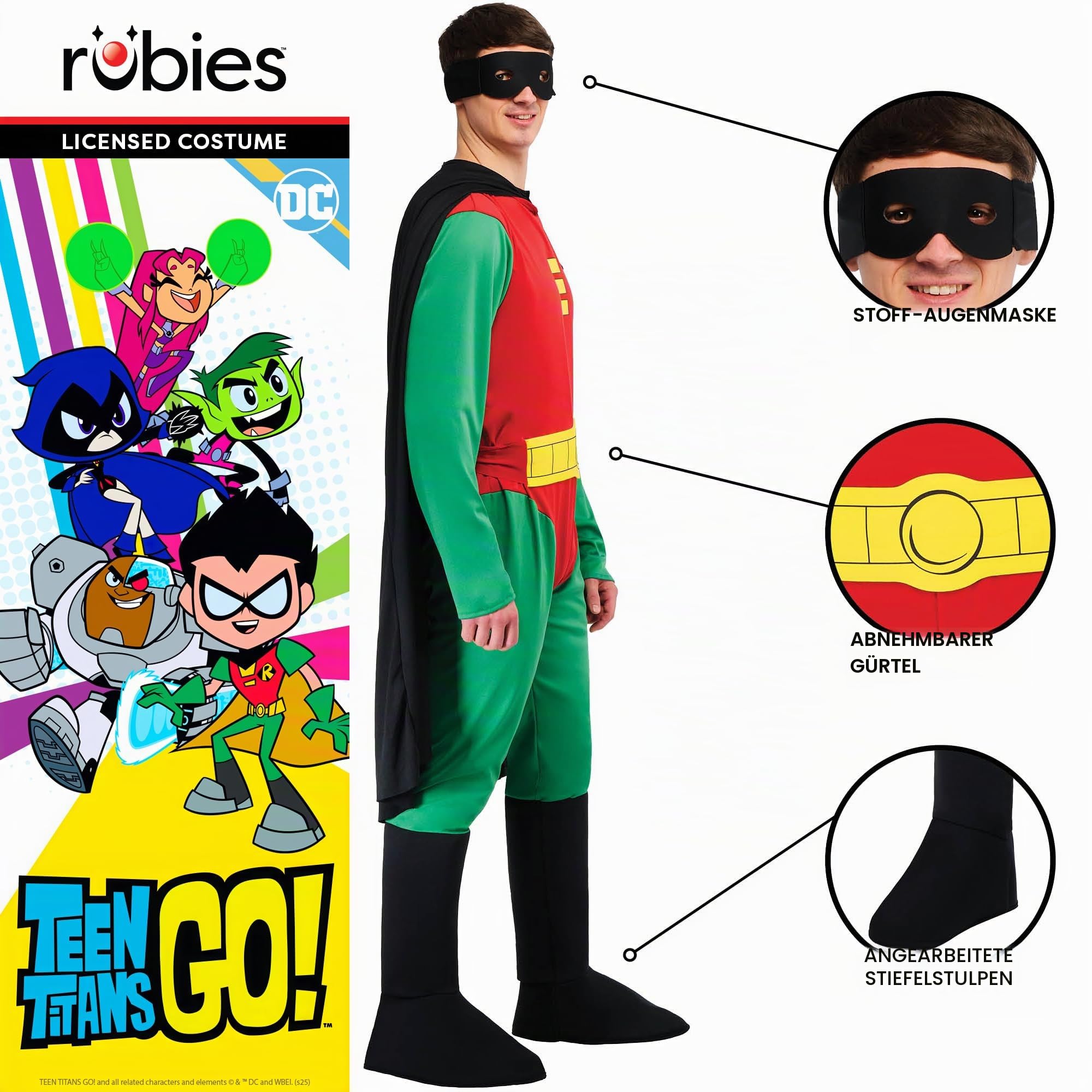 rubie-s-deluxe-robin-herren-kost-m-s-dc-comics-classic image 3