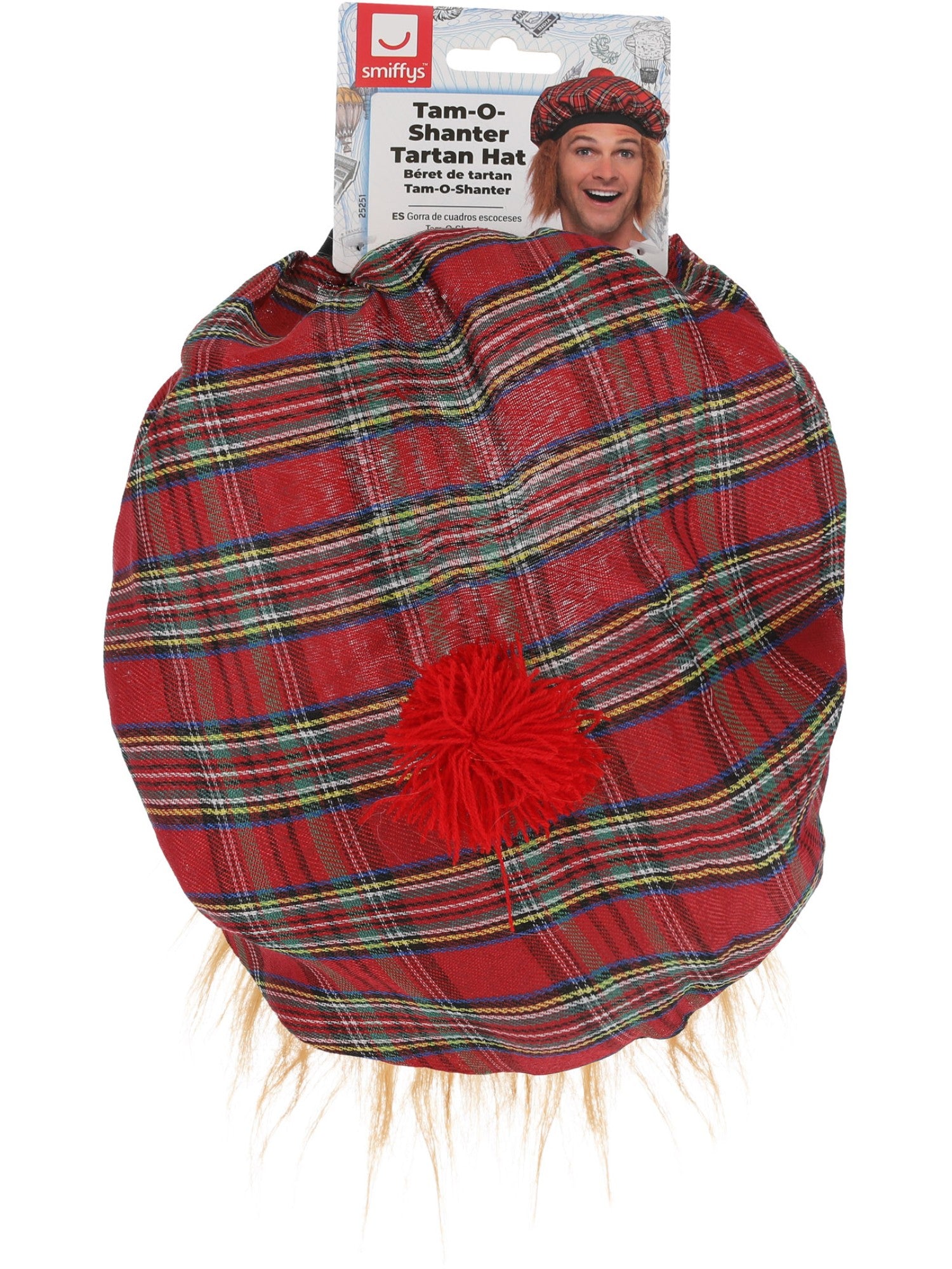 smiffys-fever-tam-o-shanter-tartan-hut-rot-mit-haaren image 2