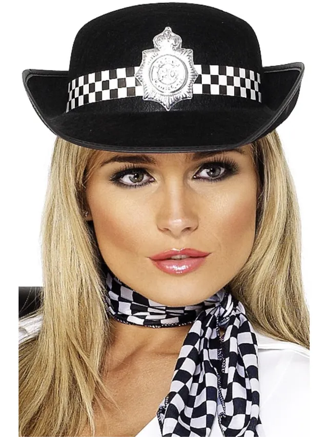 smiffys-fever-polizistenm-tze-damen-schwarz-mit-abzeichen image 1